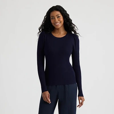 Haut à col rond avec manches bouffantes froncées de Mexx pour femmes