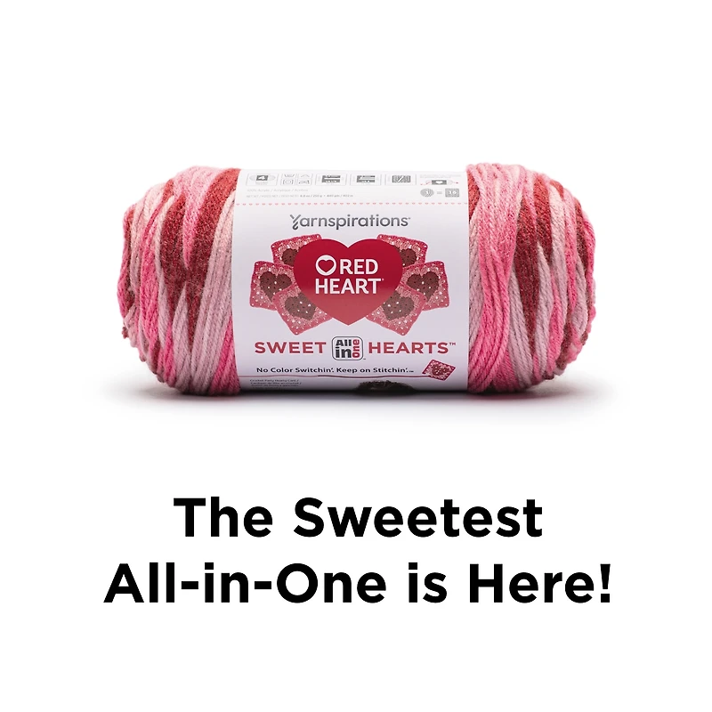 Red Heart® AIO Sweet Hearts™ #4 Worsted (Medium) Acrylic Yarn, Primary 8.8oz/250g 440 Yards