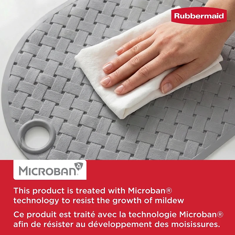 Rubbermaid Instamat Bath Tub Shower Mat, Non-Slip, Hangs on Showerhead for Quick Drying, 27.2" x 15.2", Gray