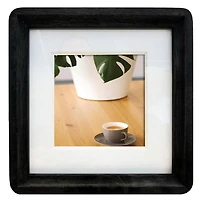 Cadre photo en bois à bords arrondis noir , 7x7po. Cadre décoratif pour table et mur