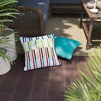 HOMETRENDS 16" x 16" Bright Stripes Outdoor Toss Cushion, Fade Resistant