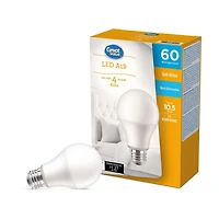 Great Value 60W A19 Soft White LED bulbs 4-pack