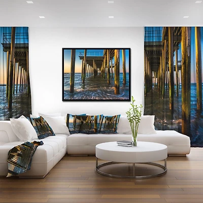 Designart Fishing Pier and Waves at Atlantic Sea FLOAT FRAME WALL ART