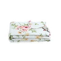 Marina Decoration Rich Printed Embossed Pinsonic Coverlet Bedspread Ultra Soft Bedding Summer Quilt Set with Shams, Pink Floral and Birds Pattern