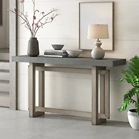 Noble House 59.1" Painted Entryway Table,Pine Veneer Triple Rectangle Design Console with Thick Pine Legs,Extra Long,Gray