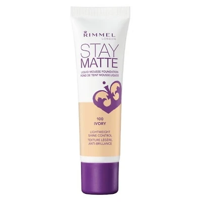 Rimmel Fond de teint Stay Matte, formule légère et soyeuse, mousse liquide légère et complexe anti-pollution, tenue de 24H, 100% Sans Cruauté