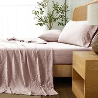 Mainstays Washed Ultra Soft Microfiber Bed Sheet Set, Twin-XL, Pink Blush, 3 Piece