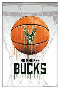 NBA Milwaukee Bucks - Drip Ball 20 Wall Poster, 22.375" x 34" Framed