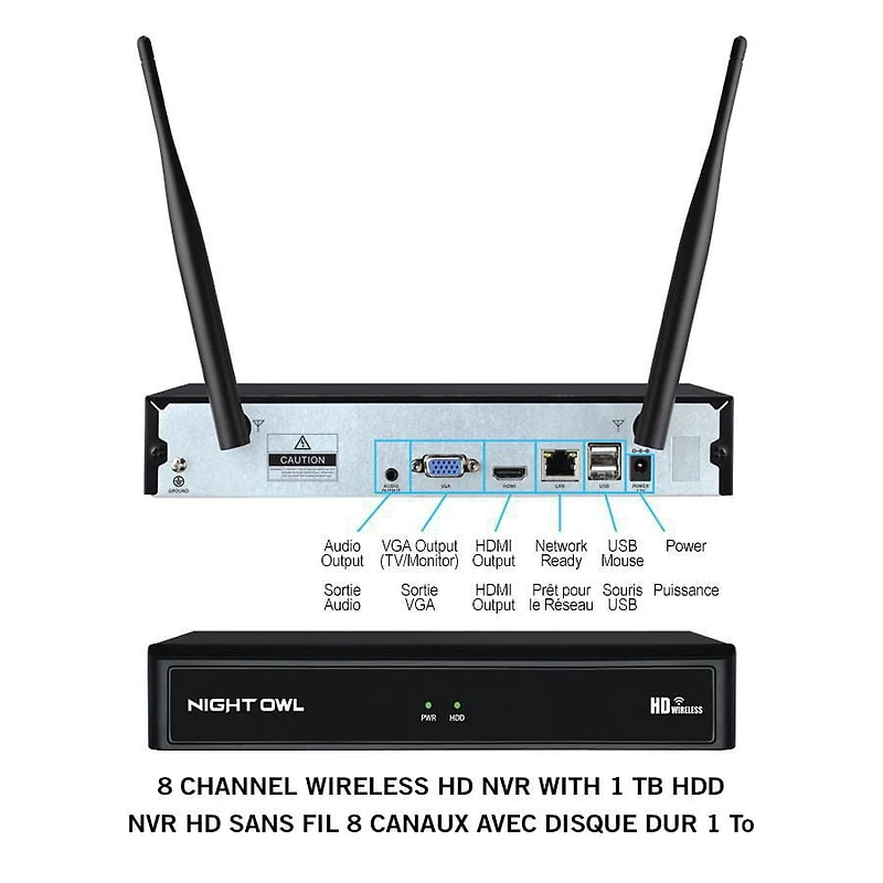 Night Owl Wireless NVR with Pre-Installed Hard Drive and 1080p HD Infrared IP Cameras