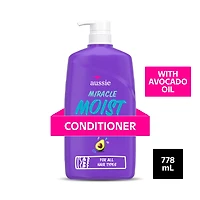 Aussie Moisturizing Conditioner, Miracle Moist, Softens and Hydrates Hair, Avocado and Jojoba Oil, Paraben Free, 778 mL