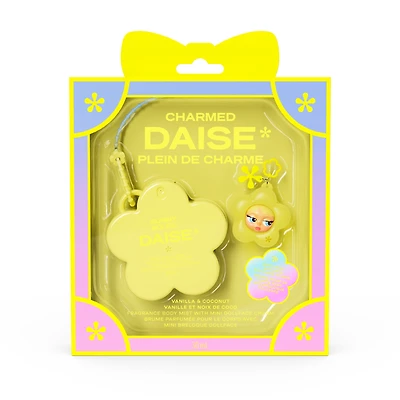 DAISE Mini Fragrance Body Mist with Mini Dollface Charm, Sunny, Vanilla & Coconut, 30 mL