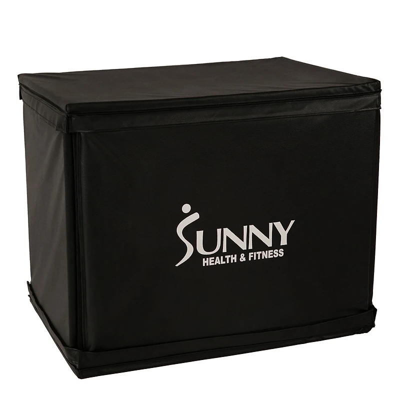 Sunny Health & Fitness Wood Plyo Box with Removable Foam Cover, 227 KG Weight Capacity and 3 in 1 Height Adjustment - 76 cm / 61 cm / 51 cm
