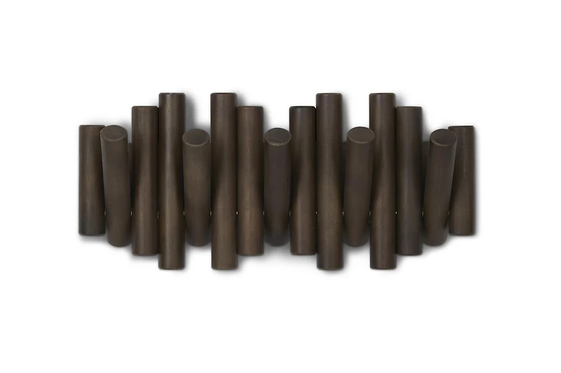 Umbra Picket 5. Patère Murale 5 Crochets, En Bois Effet Noyer, 38X18X6.3 Cm.