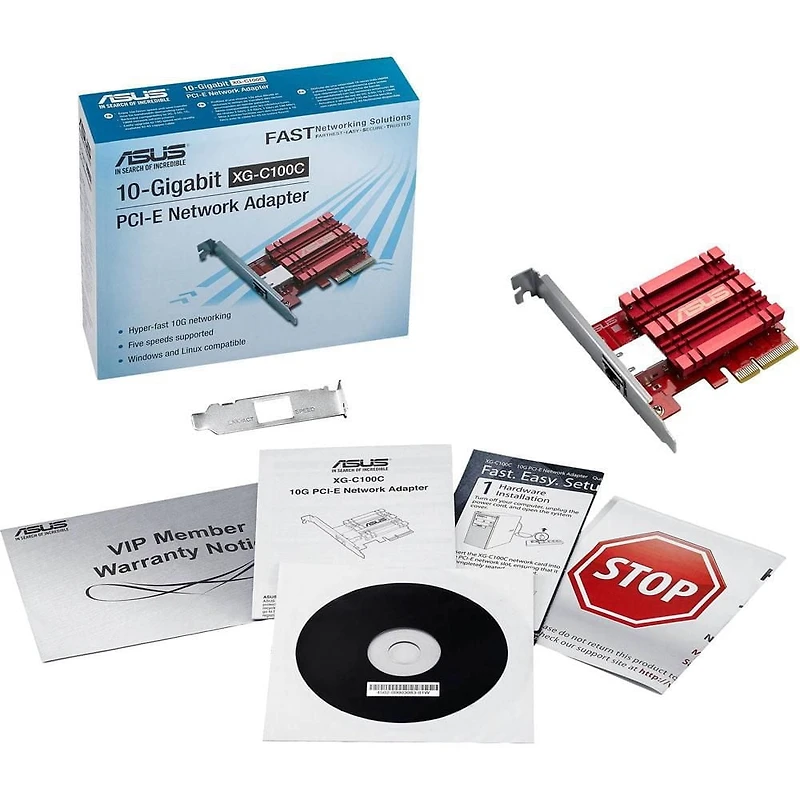 Adaptateur réseau PCIe ASUS 10GBase-T avec rétrocompatibilité 5/2.5/1G et 100Mbps -XG-C100C