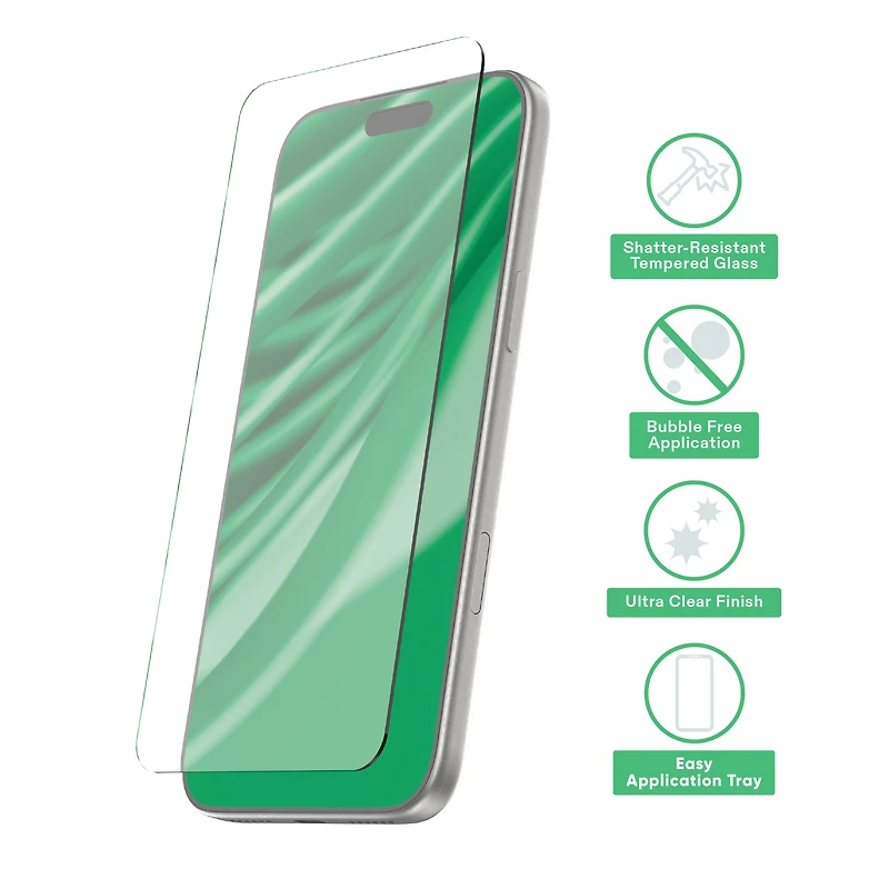 onn MagSafe Compatible Phone Case (Clear) and Glass Screen Protector with Easy Application Tray for iPhone 17