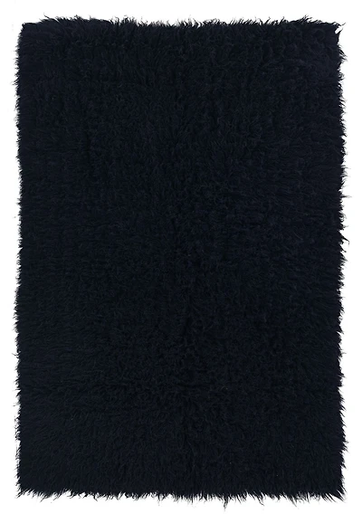 New Flokati 1400gr 2'4" x 4'8" Accent Rug, Black