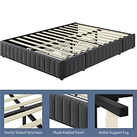 Fullfurnique Upholstered Platform Bed Frame with Three Storage Drawers, Full, Dark Gray