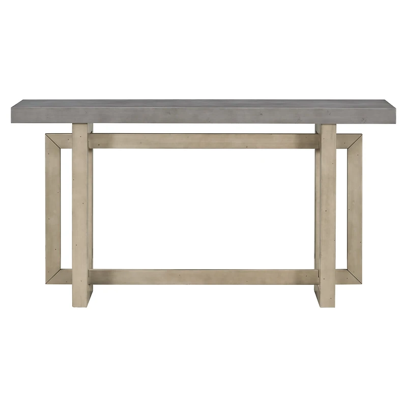Noble House 59.1" Painted Entryway Table,Pine Veneer Triple Rectangle Design Console with Thick Pine Legs,Extra Long,Gray