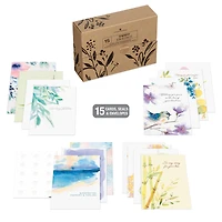 American Greetings - Assortiment de 15 cartes de condoléances avec enveloppes et cachets (Nature en aquarelle)