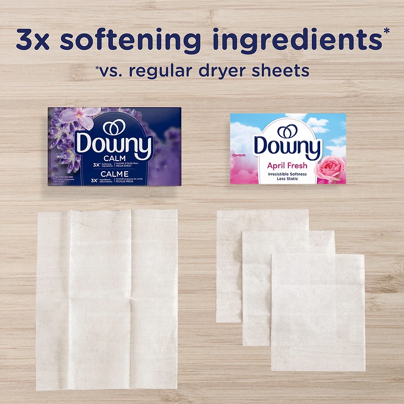 Downy CALM, Mega Dryer Sheets, Laundry Fabric Softener, Lavender and Vanilla Bean 120CT