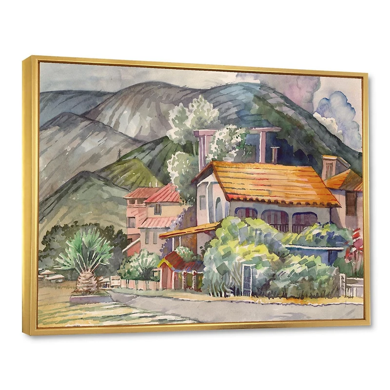 Designart Greek Landscape Off The Coast Of The Aegean Sea  FLOAT FRAME WALL ART