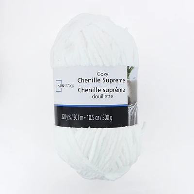 MAINSTAYS Cozy Chenille Supreme, 201 m (220 yd), 300 g (10.5 oz), 100% Polyester, White, 300 g (10.6 oz)