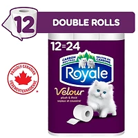 Royale Velour, 2 Ply Toilet Paper, 12 Equal 24 Bathroom Tissue Rolls