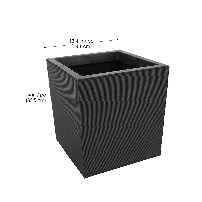 Tierra Verde 13in W x 14in H Citadel Horizon Medium Recycled Self-Watering Indoor/Outdoor Square Planter-Black