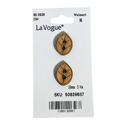 LA VOGUE Buttons, naturel Material - 2 pieces, 20 mm (3/4 in), Wood Sheep