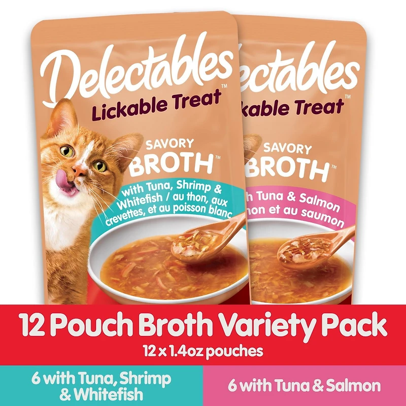 Delectables Lickable Treat Broth Variety 12 Pack for Cats
