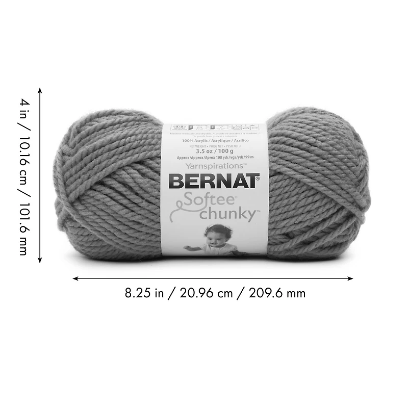 Bernat® Softee® Chunky™ Yarn, Acrylic #6 Super Bulky, 3.5oz/100g, 108 Yards
