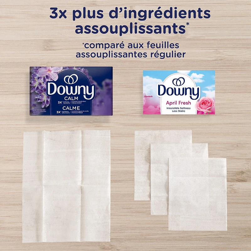 Downy CALM, Mega Dryer Sheets, Laundry Fabric Softener, Lavender and Vanilla Bean 120CT