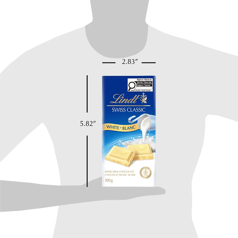Lindt SWISS CLASSIC White Chocolate Bar, 100 Grams