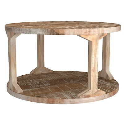 Rustic Modern Solid Wood Coffee Table in Distressed Natural