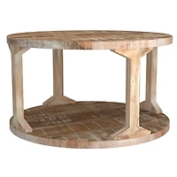 Rustic Modern Solid Wood Coffee Table in Distressed Natural