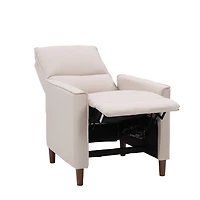 CorLiving Alder Upholstered Indoor Push Back Manual Recliner with Wood Legs, Beige