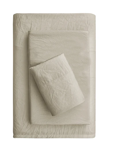 Mainstays Ensemble de draps en microfibre lavée ultra douce, Lit 2 Places, Papyrus Beige, 4 pièces.