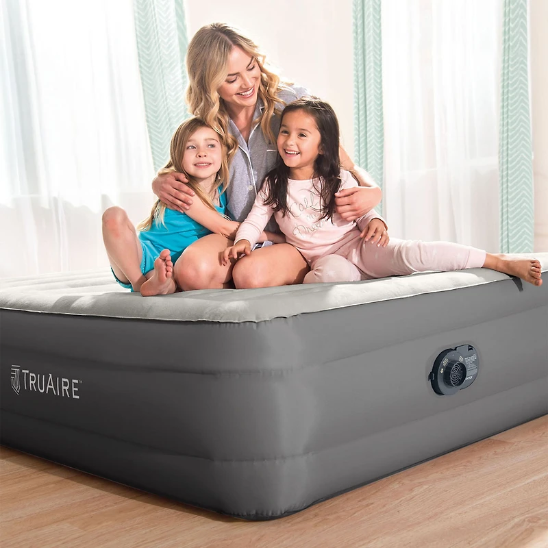 Intex Queen TRUAIRE Comfort Plush Airbed With Fiber-Tech Support & Built In Pump