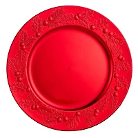 Holiday Time 13-Inch Embossed Charger Red