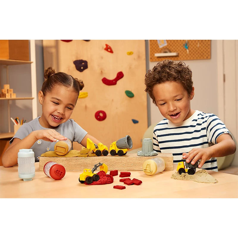 Wonder Factory Never Dry Sand Construction Trucks - Blue + Cement Mixer - Never Dries Out and Gluten Free