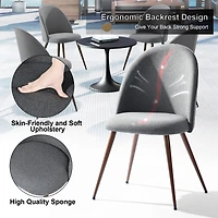 Homy Casa Set of 2 Armless Dining Chairs with Curved Upholstered Back, Grey Fabric