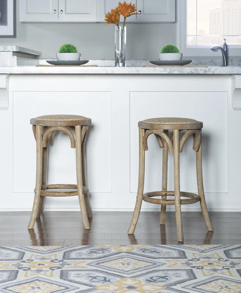 Whit Rattan Seat Backless Counter Stool, Natural