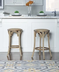 Whit Rattan Seat Backless Counter Stool, Natural