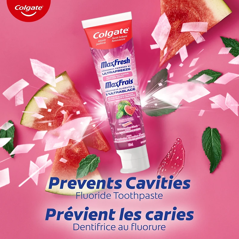Colgate MaxFresh Fluoride Toothpaste, Watermelon Blastwith Mint, 130 ml