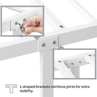 FullFurnique Modern Metal Bed Frame with Arched Headboard and Footboard, Full, White