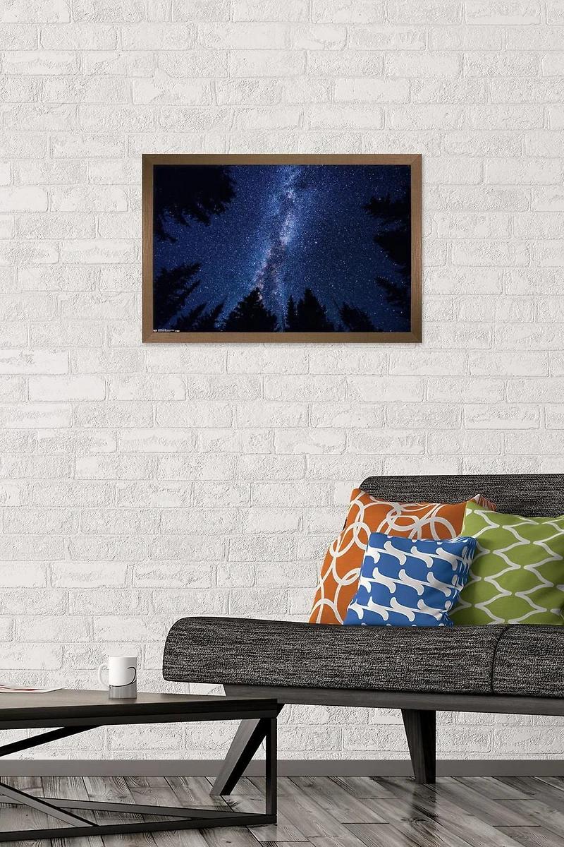 Milky Way At Night Wall Poster, 14.725" x 22.375" Framed