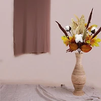 Piliers Buisson floral artificiel intérieur, érable et coton de couleur jaune, hauteur assemblée 45.5cm