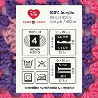 Red Heart® AIO Sweet Hearts™ n° 4 Worsted (Moyen) Acrylique, Candy Heart 250 g / 440 m
