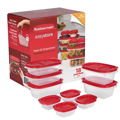 Contenants de conservation des aliments rectangulaires de taille moyenne Stockagefacile de Rubbermaid avec couvercles, ensemble de 18 pièces