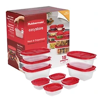 Rubbermaid EasyStore Medium Rectangle Food Storage Containers with Lids, 18-Piece Set